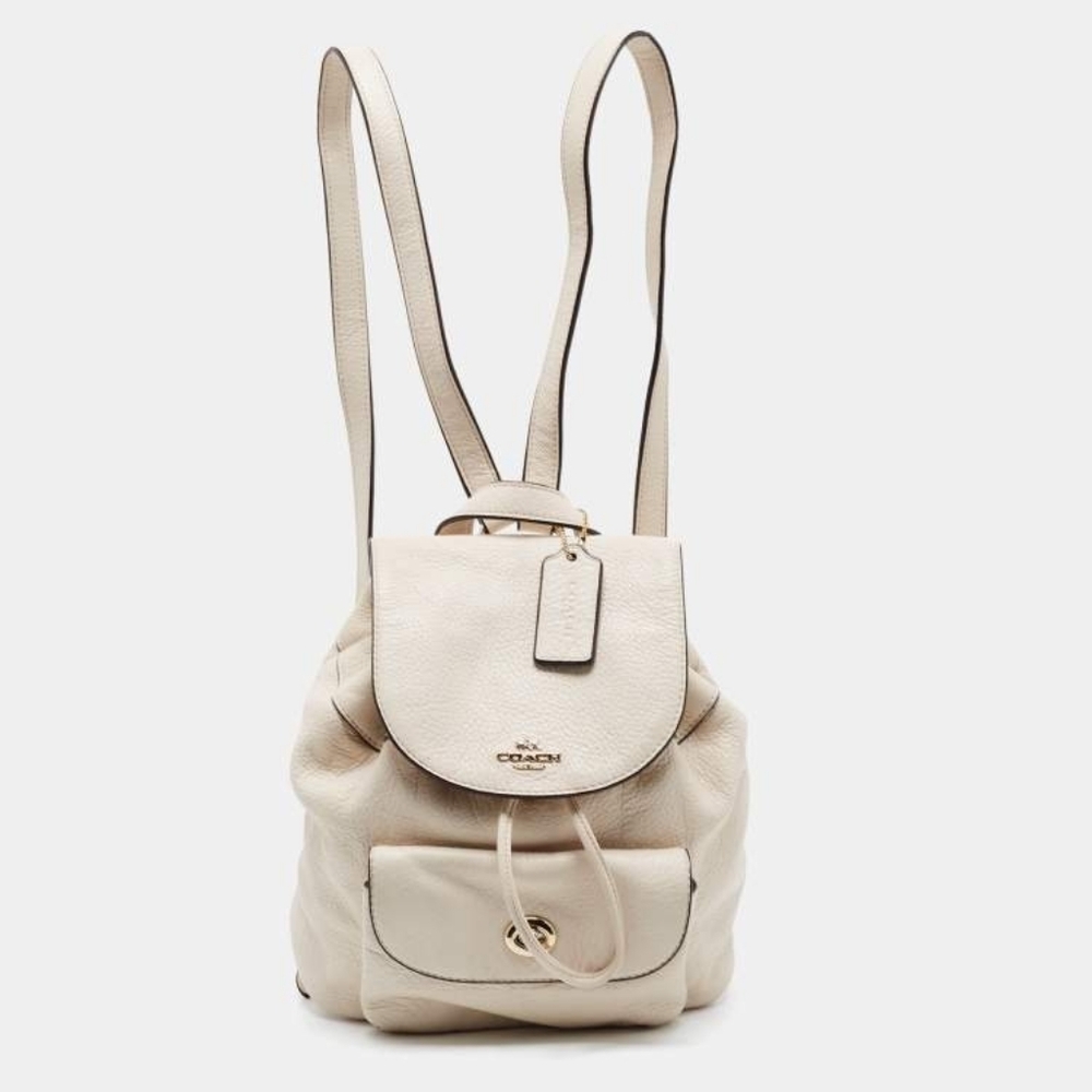 Coach Off White Ivory Mini Billie Pebble Leather Backpack